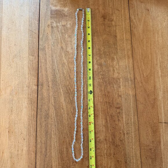 Vintage Rainbow Faceted Crystal Small Beads Hand-Strung Knotted Long Necklace - Picture 3 of 10